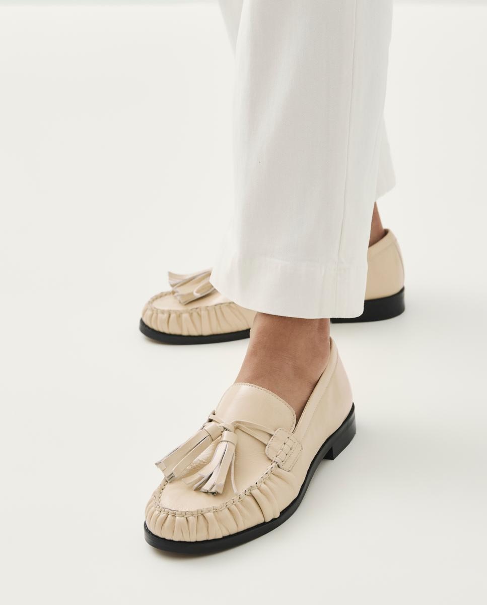 Marietta Onix Mocassins de Couro - Creme Natural-7