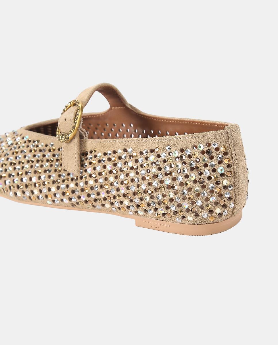 Sabrinas Mayfar de Camurça Perfurada com Brilhantes Castanho caramelo-3