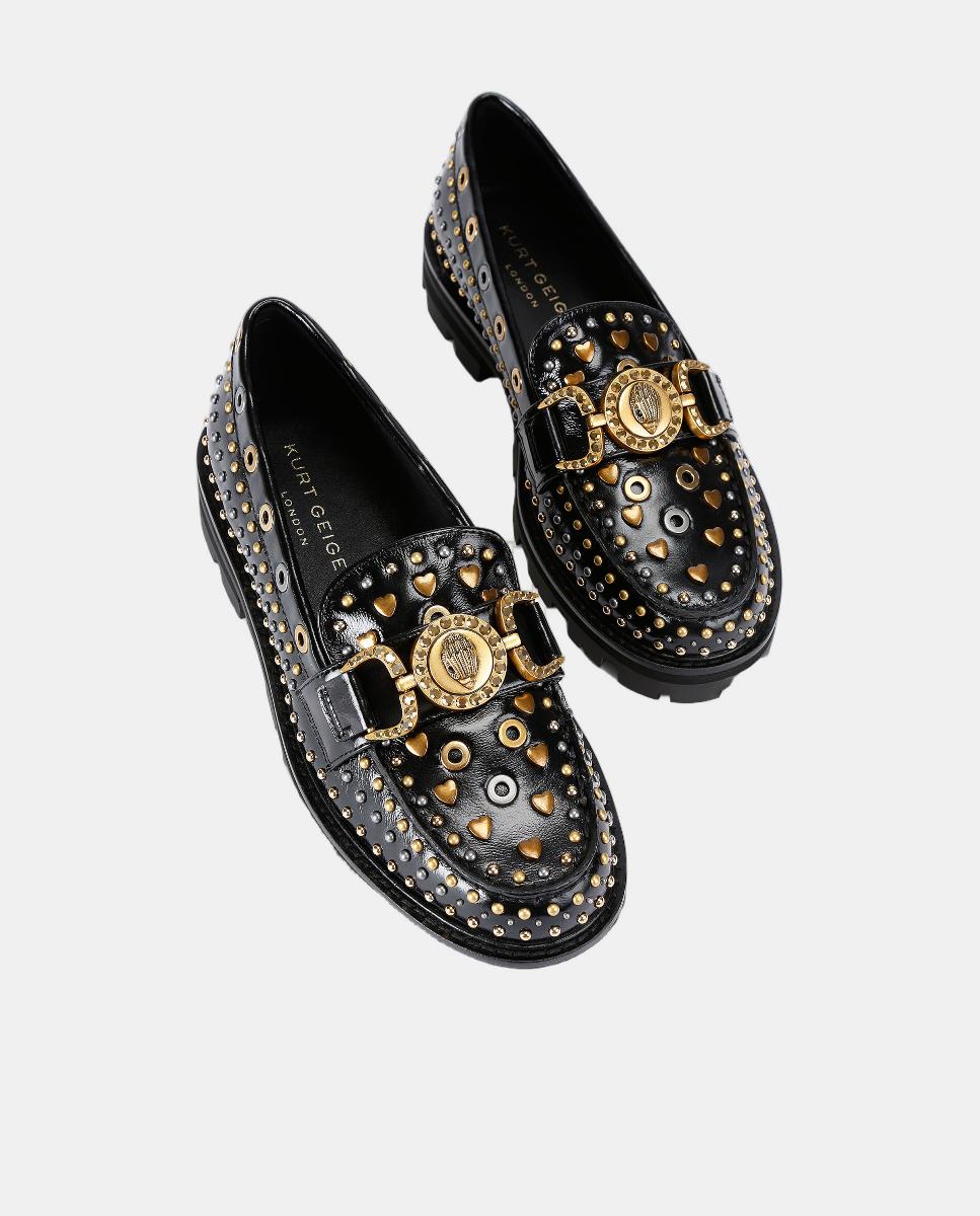 Mocassins Masion Stud em Pele com Tachas Preto-2
