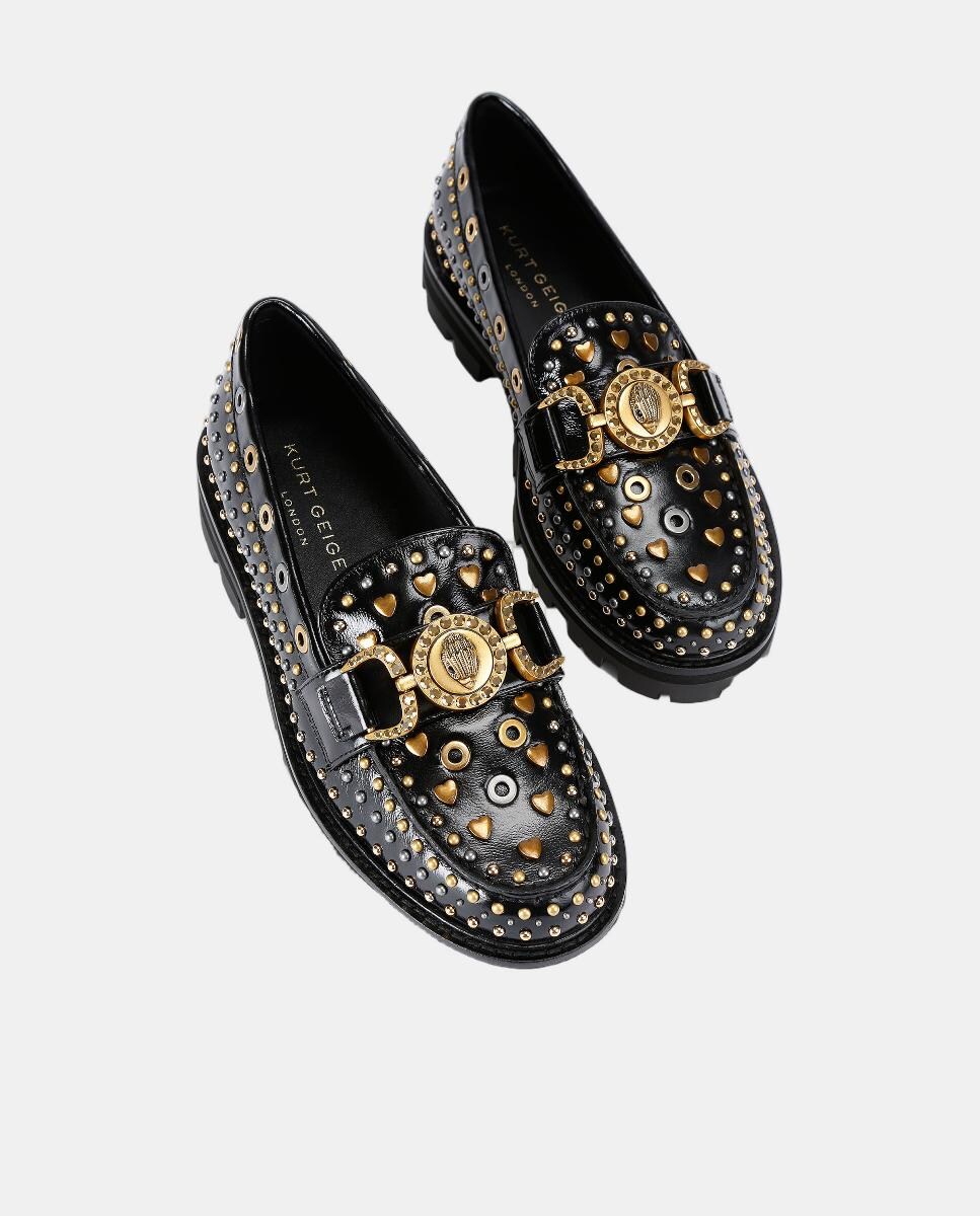 Mocassins Masion Stud em Pele com Tachas Preto-2