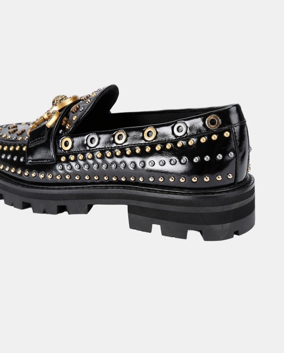 Mocassins Masion Stud em Pele com Tachas Preto-3
