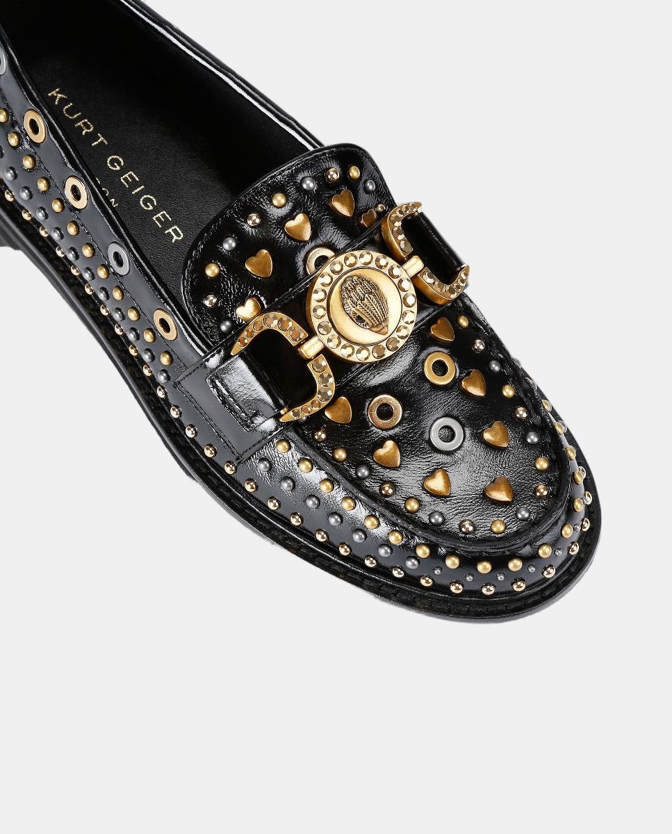 Mocassins Masion Stud em Pele com Tachas Preto-4