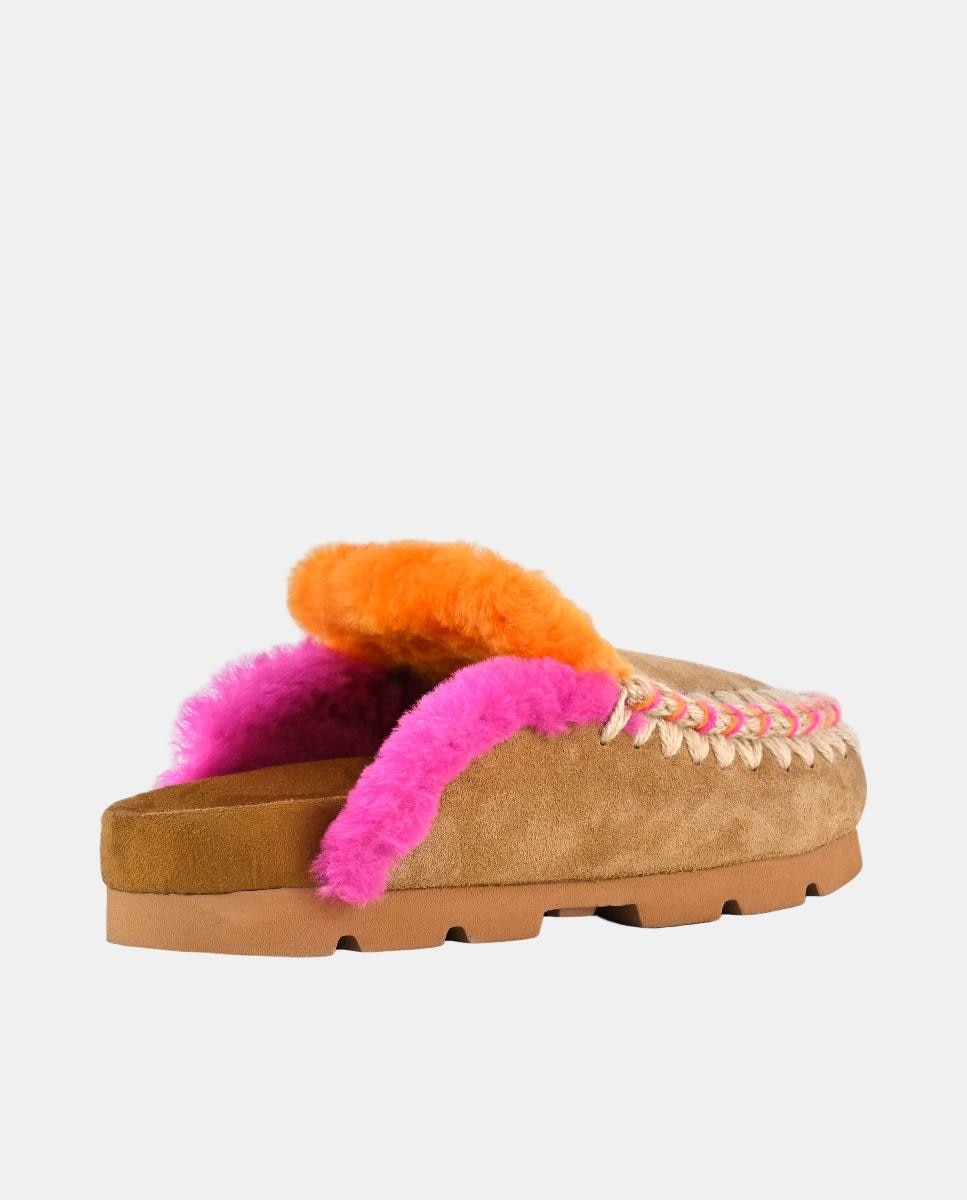 Slippers Bio de Inverno com Pespontos Castanho-3