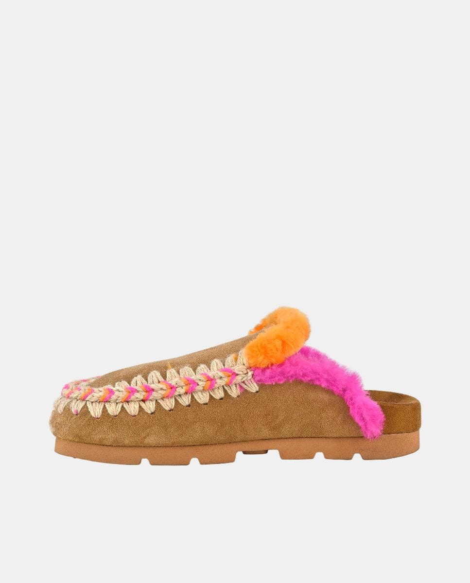 Slippers Bio de Inverno com Pespontos Castanho-5