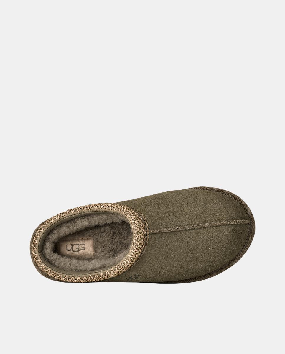 Mules Tasman II em Pele e Forrados com Pelo Verde Musgo-5