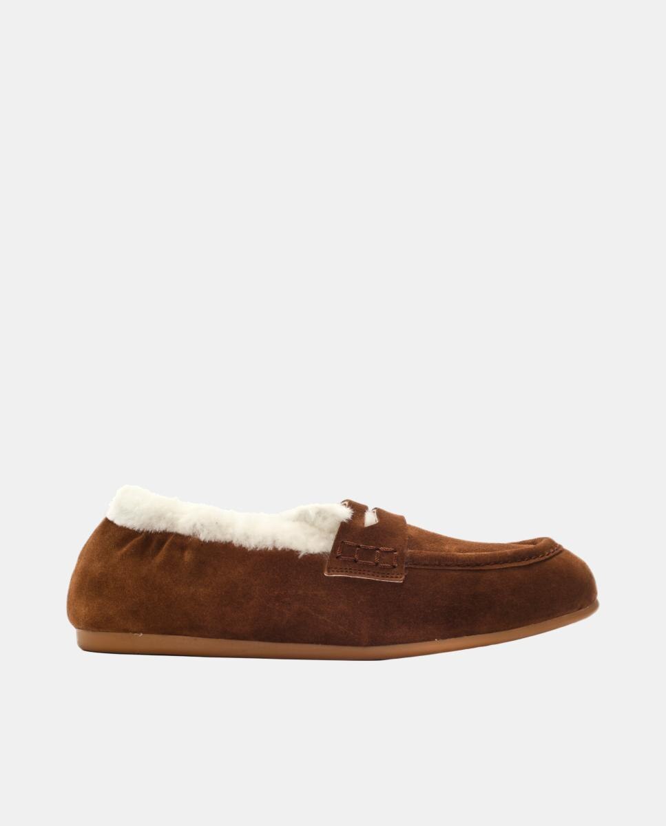Imagen 0 de Mocasin mujer Lina en piel y mouton Marrón claro