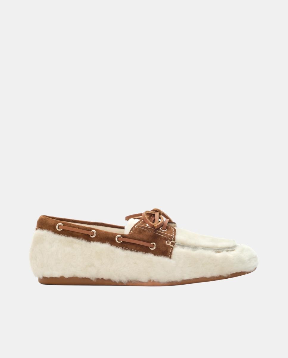 Imagen 0 de Mocasin mujer Lina en piel y mouton Marrón claro