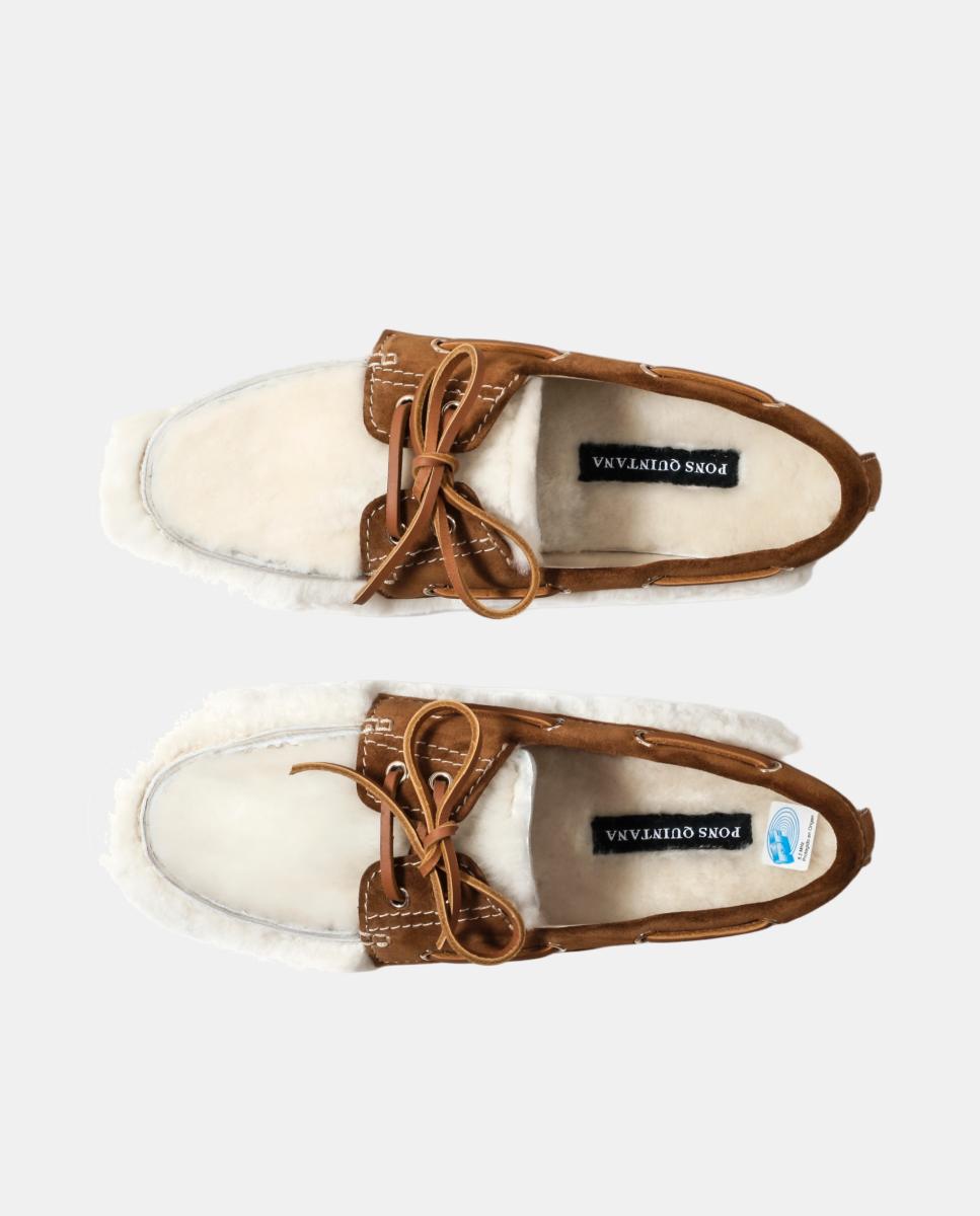 Mocasin mujer Lina en piel y mouton - Pons Quintana - Marrón claro Marrón claro-5