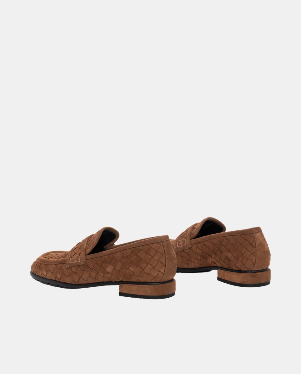 Mocassins Molly em Pele Entrançada Castanho-claro-3