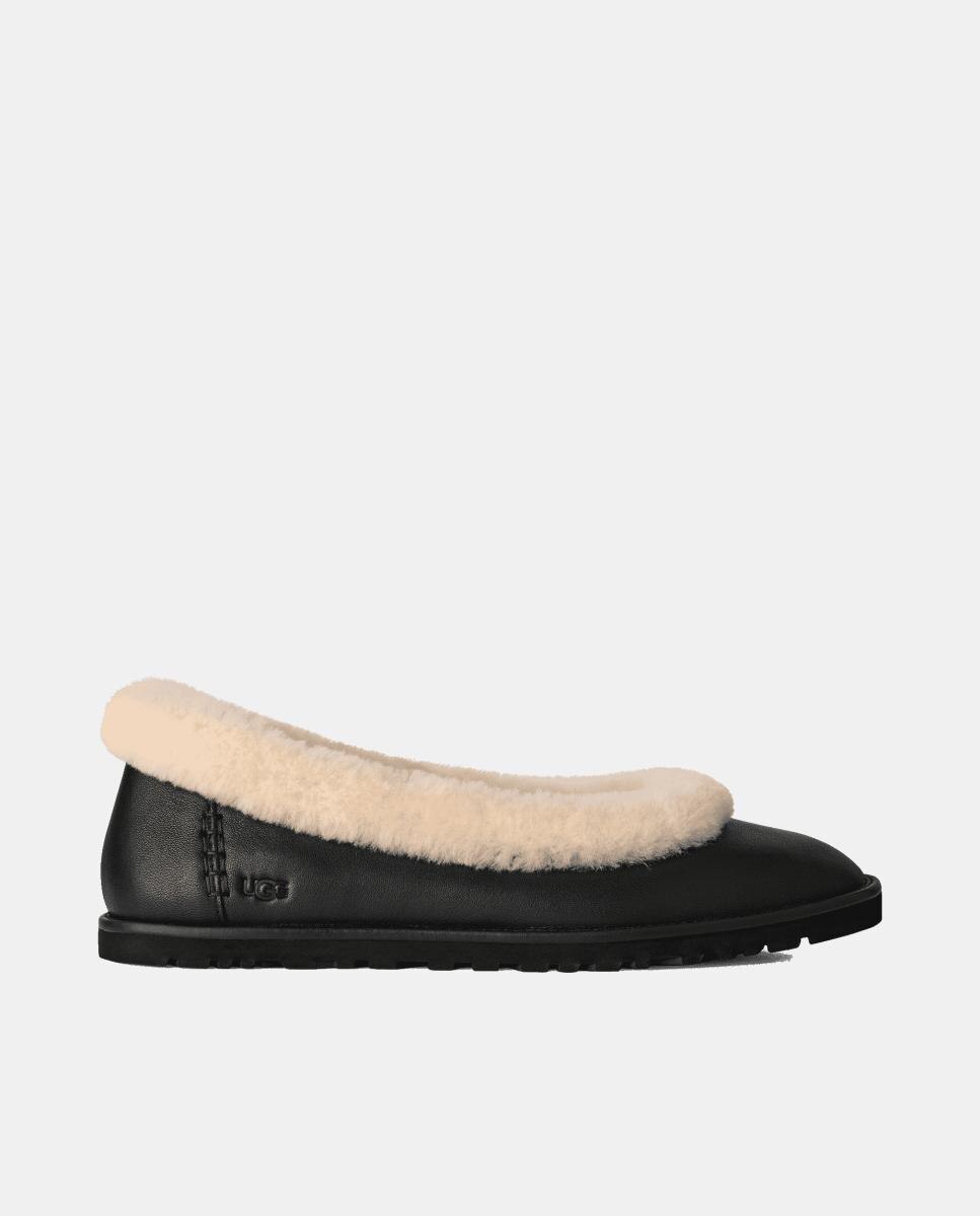 Imagen 0 de Zapato  plano bailarina zora leather de mujer Negro