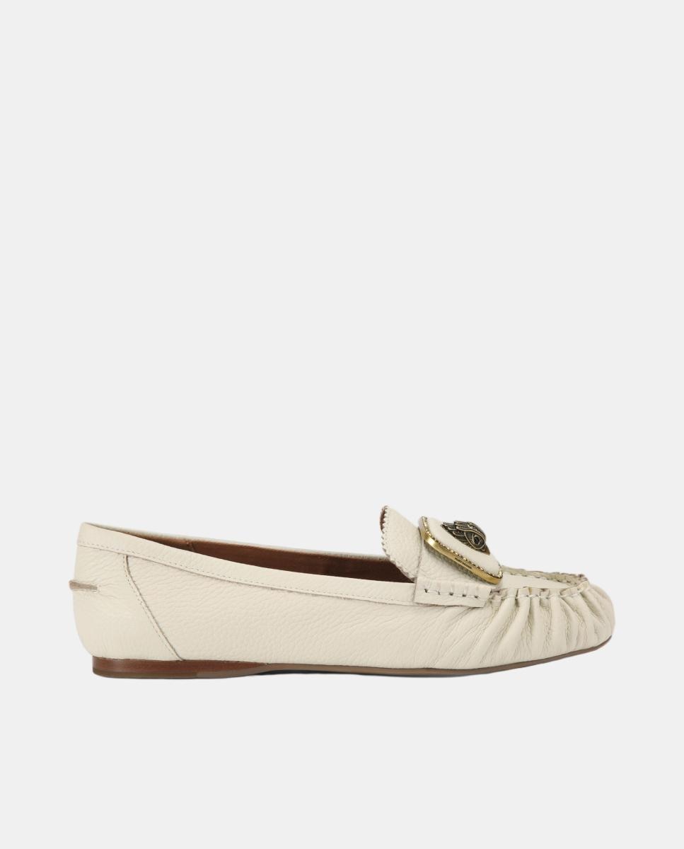 Mocasín de mujer en piel color con detalle metálico - Kurt Geiger - Crema Crema-1