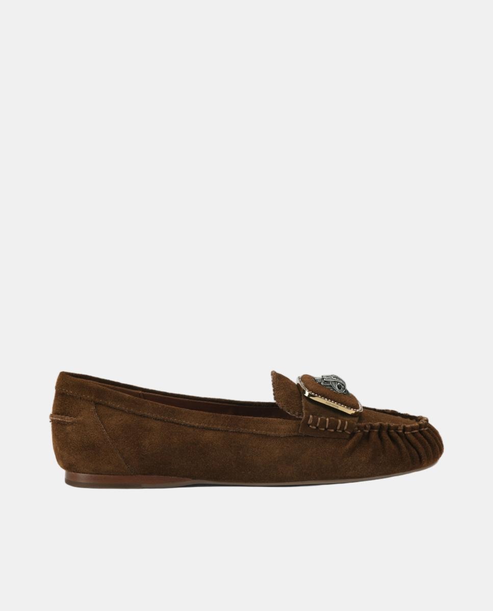 Mocasín de mujer en ante marrón con detalle metálico - Kurt Geiger - Marrón oscuro Marrón oscuro-1