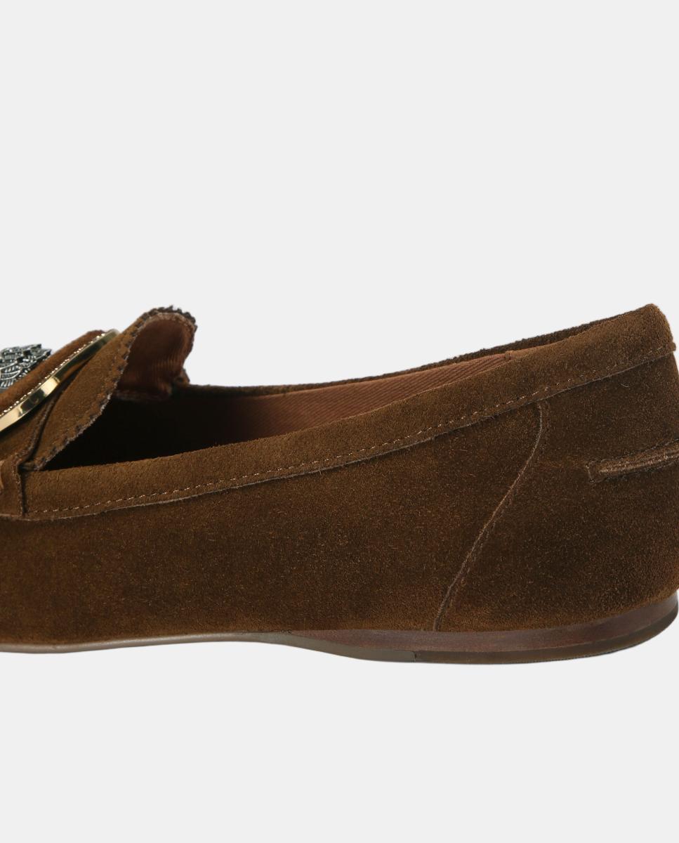 Mocasín de mujer en ante marrón con detalle metálico - Kurt Geiger - Marrón oscuro Marrón oscuro-2