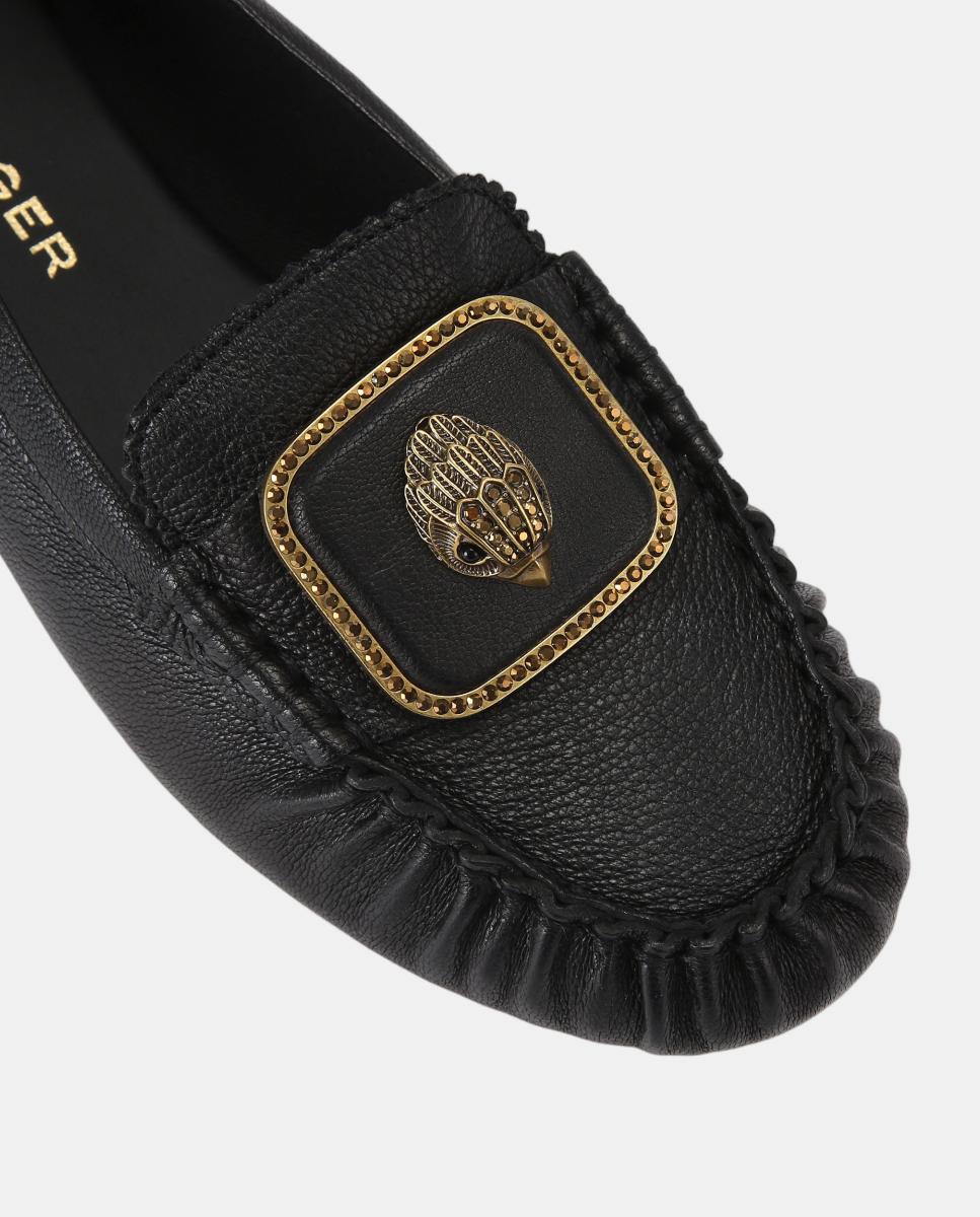 Mocasín de mujer en piel negra con detalle metálico - Kurt Geiger - Negro Negro-4