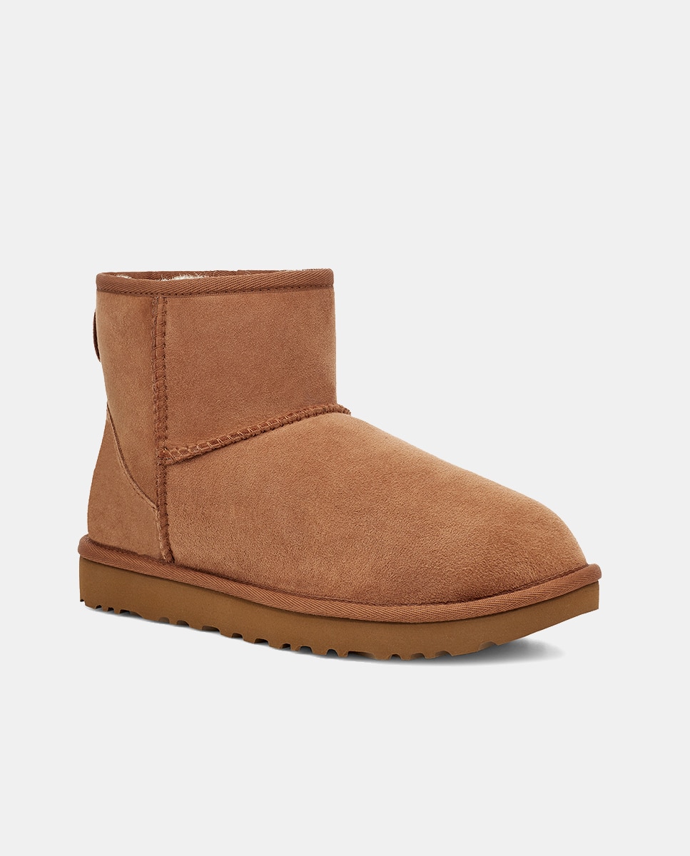 Botas Classic Mini II de Camurça com Forro Interior de Pelo Camel-4