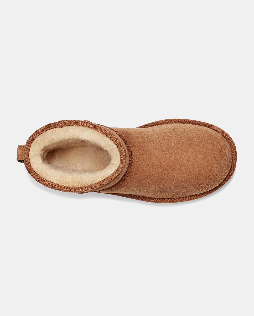 Botas Classic Mini II de Camurça com Forro Interior de Pelo Camel-7