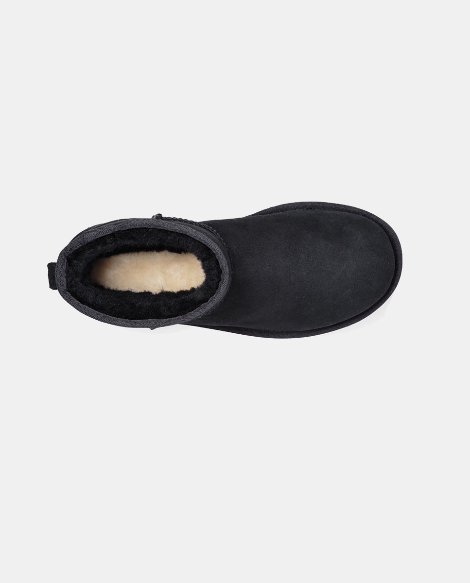 Botas Classic Mini II de Camurça com Forro Interior de Pelo Preto-5