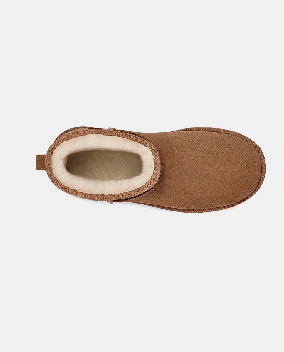 Botins Classic Mini com Plataforma e em Pele Camel-4