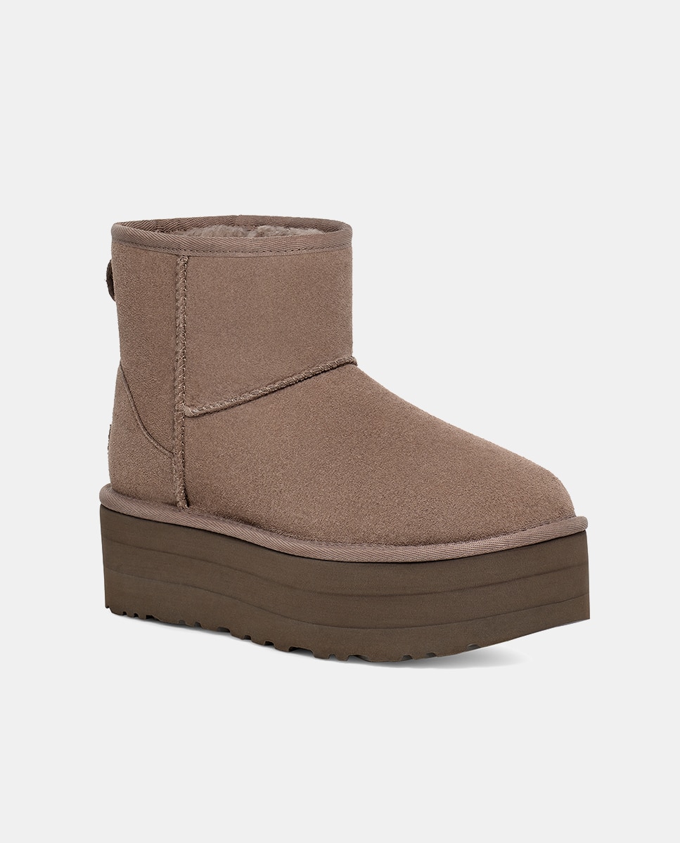 Botas Classic Mini em Pele com Plataforma Cinzento-2