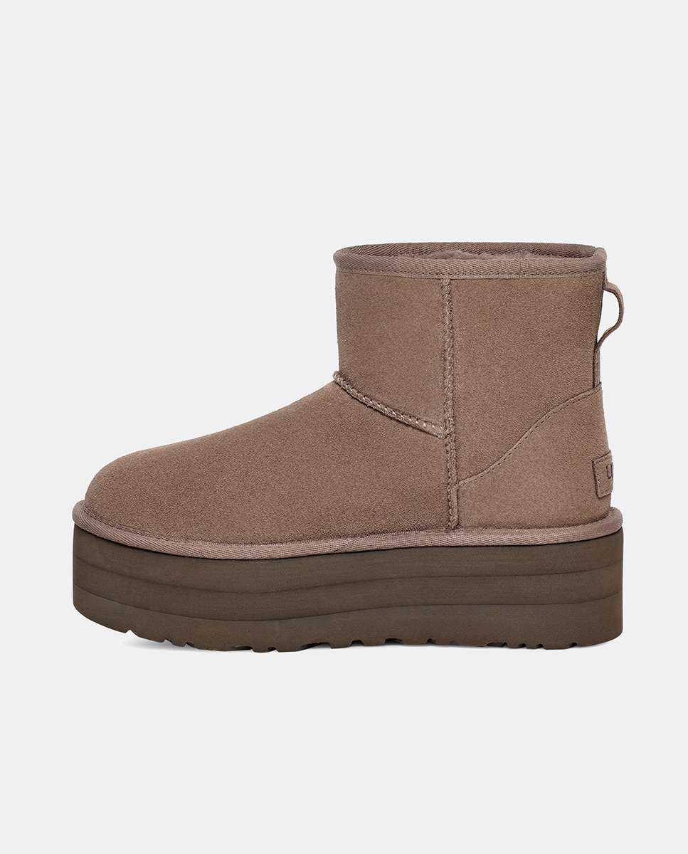 Botas Classic Mini em Pele com Plataforma Cinzento-3