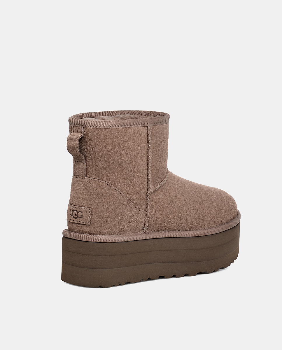 Botas Classic Mini em Pele com Plataforma Cinzento-4