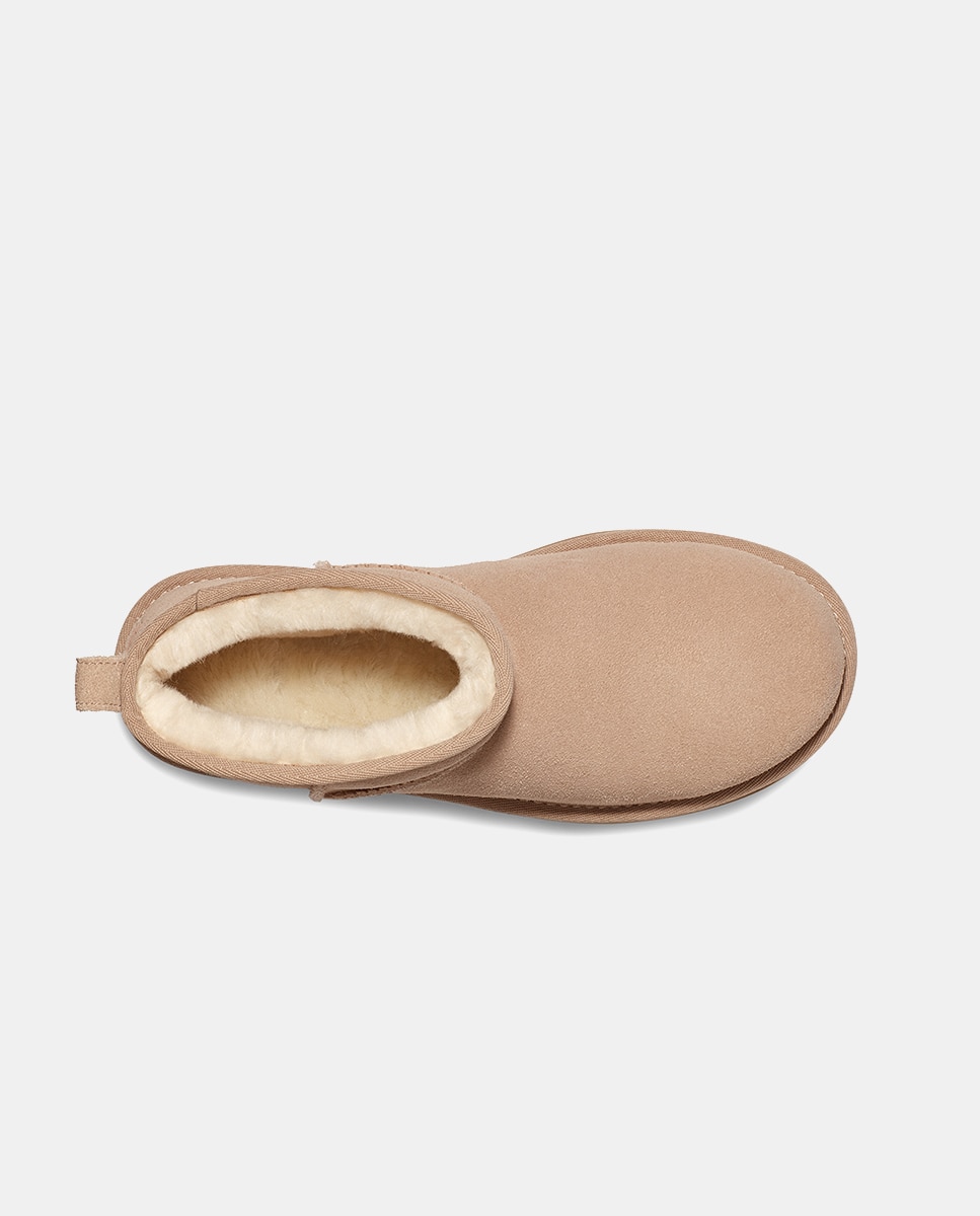 Botins Classic Ultra Mini com Plataforma e em Pele Bege-7