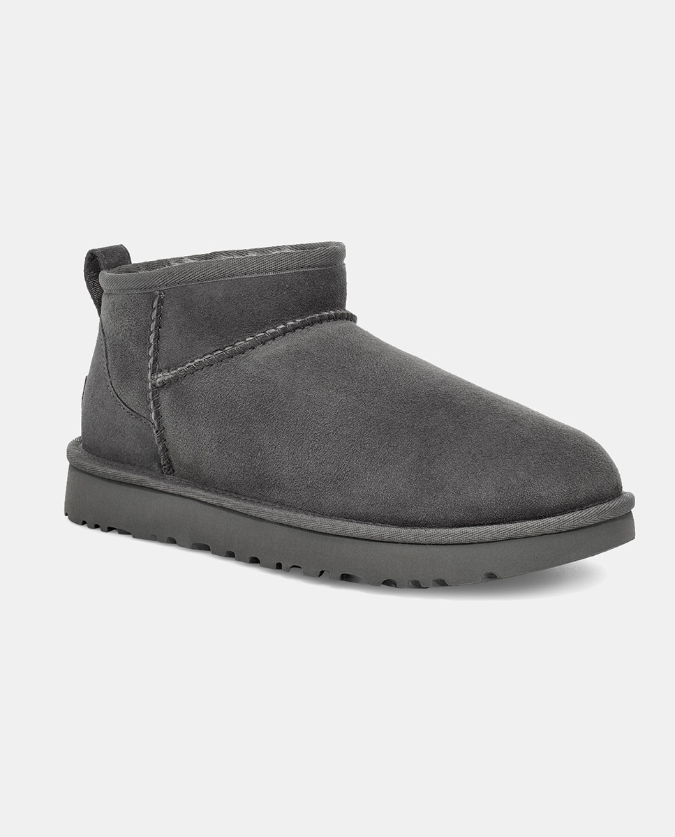 Botas Classic Ultra Mini de Camurça com Forro Interior de Pelo Cinzento-2