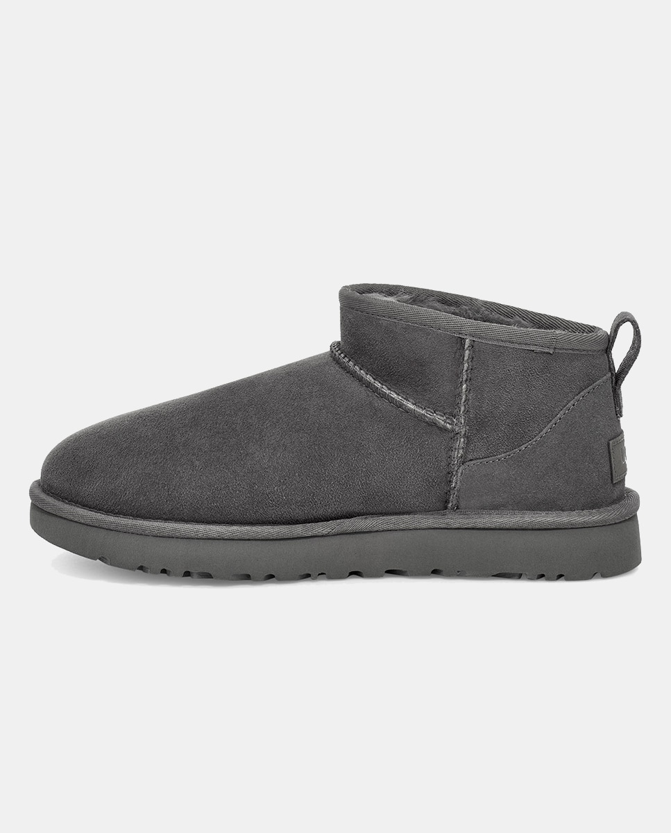 Botas Classic Ultra Mini de Camurça com Forro Interior de Pelo Cinzento-3