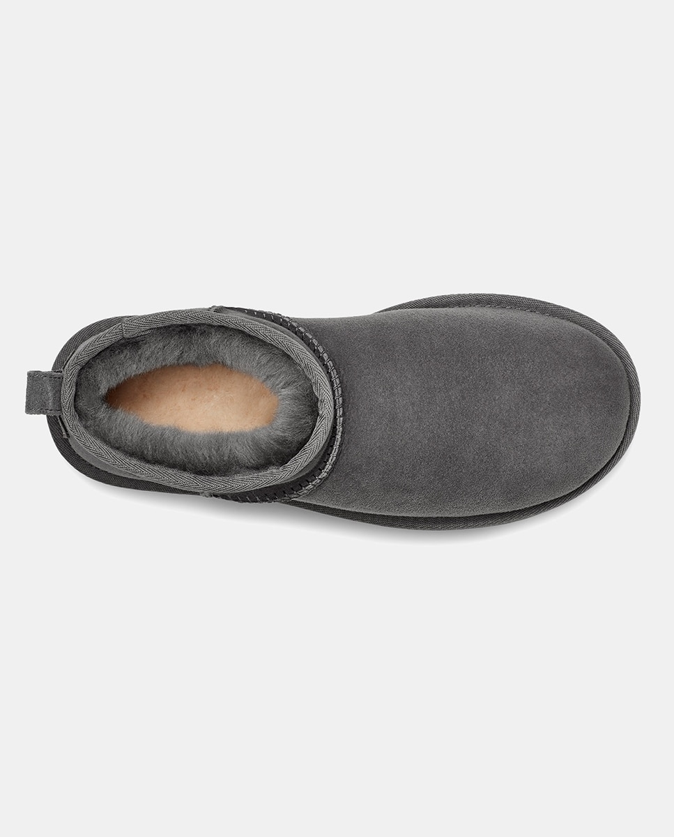 Botas Classic Ultra Mini de Camurça com Forro Interior de Pelo Cinzento-5