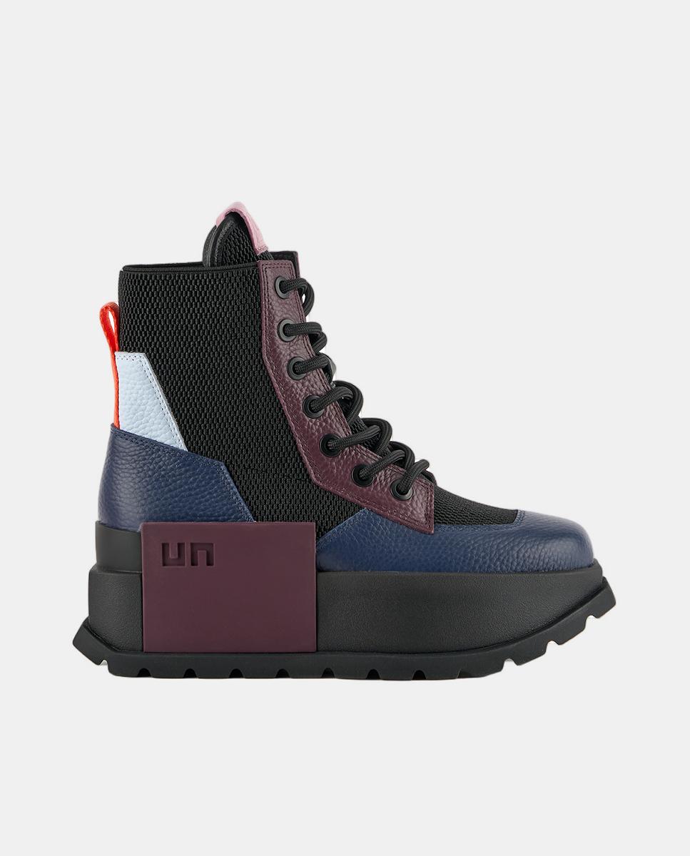 Imagem 0 de Botins Desportivos de Estilo Militar, com Detalhes em Pele e Lona, Atacadores e Fecho de Correr Lateral e Plataforma