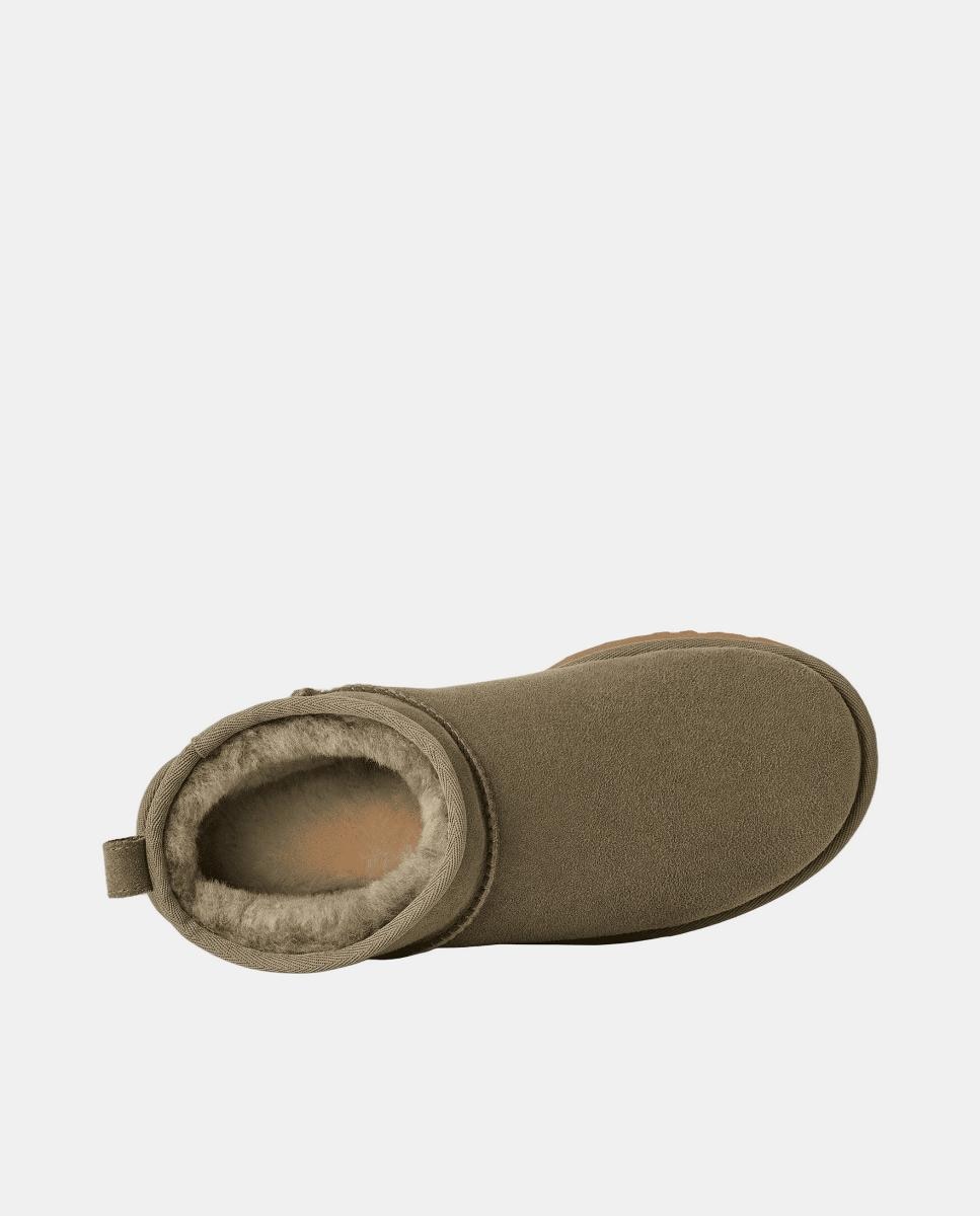 Botins Rasos Classic Ultra Mini em Pele Twinface de Ovelha e Sola EVA Verde Musgo-4