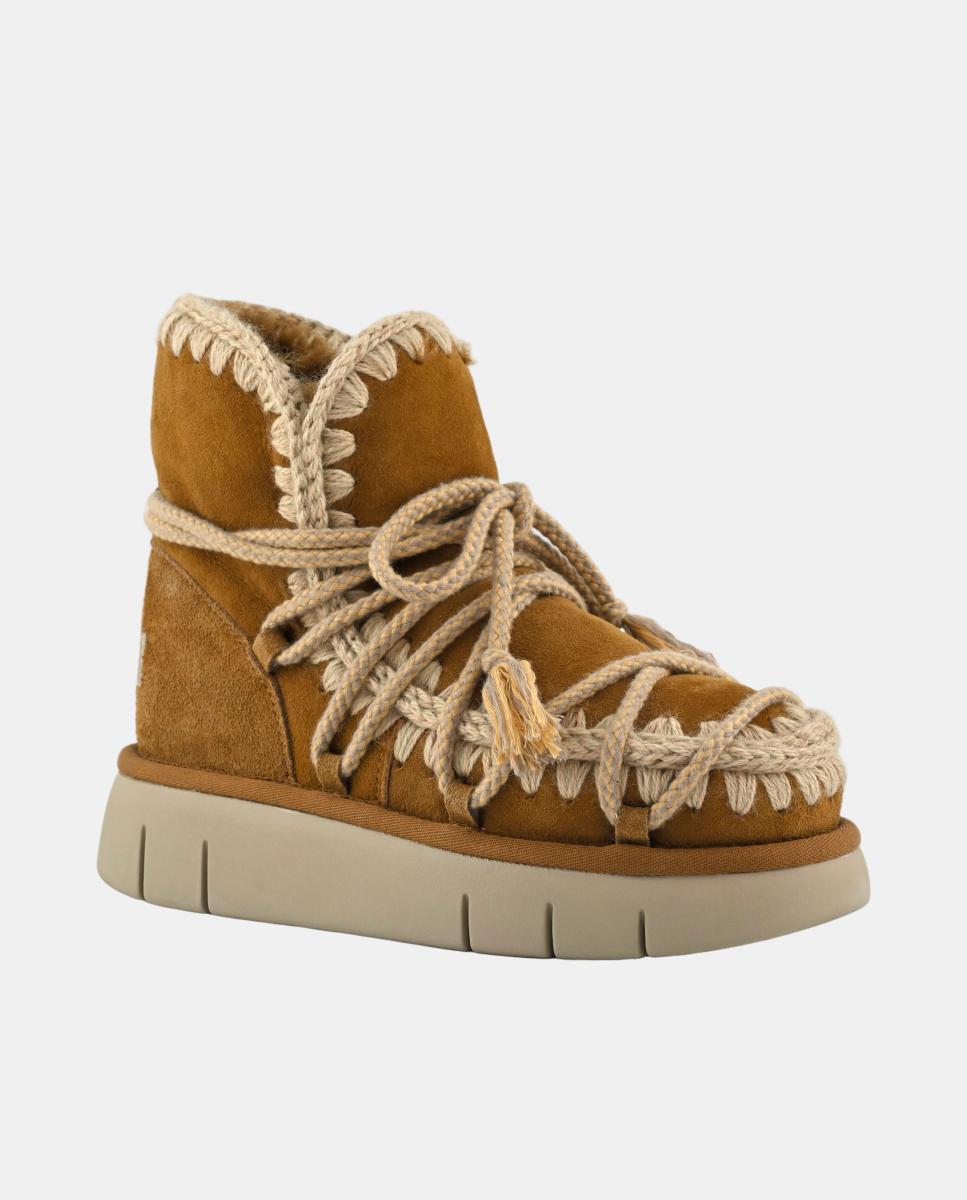 Botas em Pele de Ovelha com Dupla Face e Atacadores Scoubidou Castanho caramelo-2