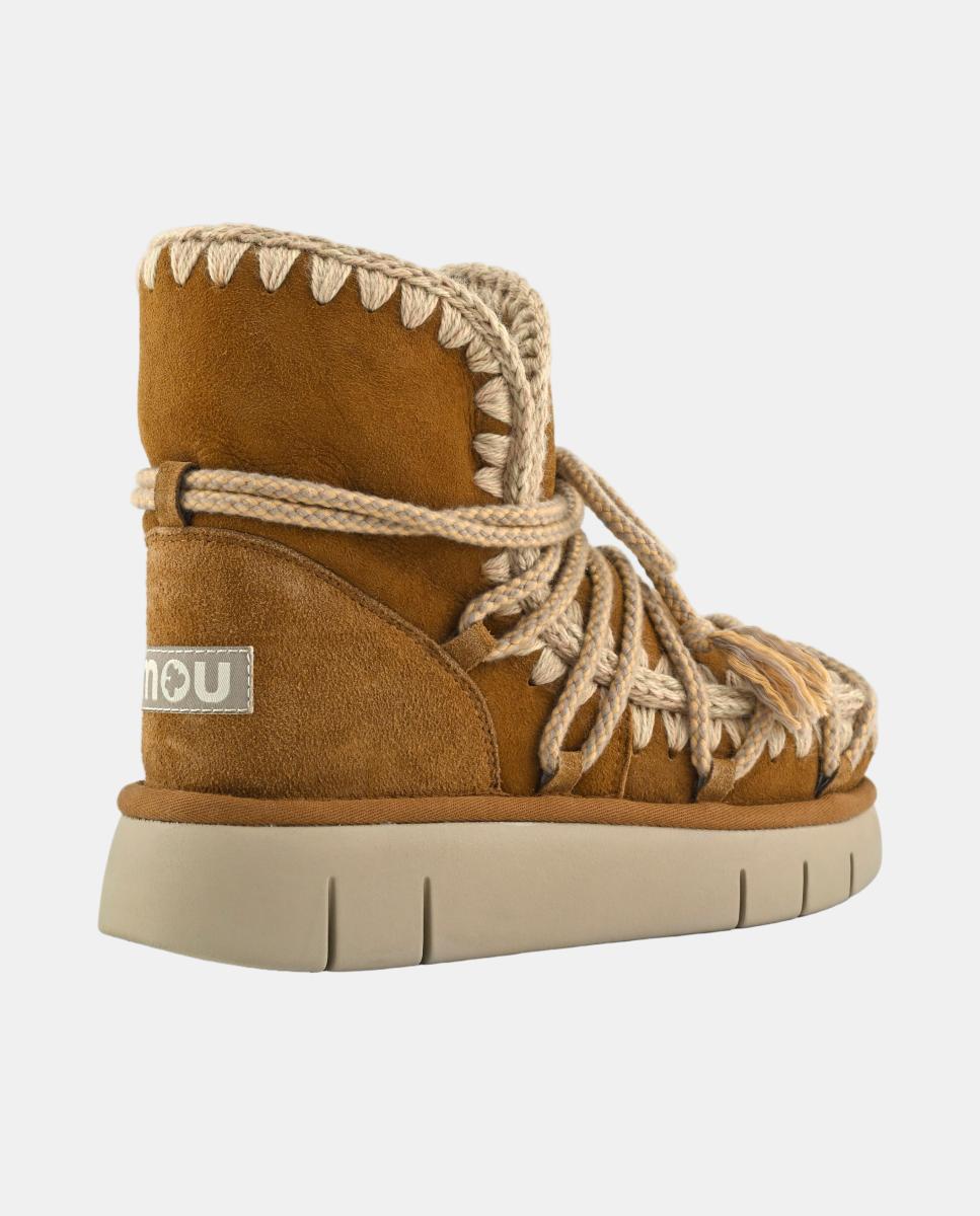 Botas em Pele de Ovelha com Dupla Face e Atacadores Scoubidou Castanho caramelo-3