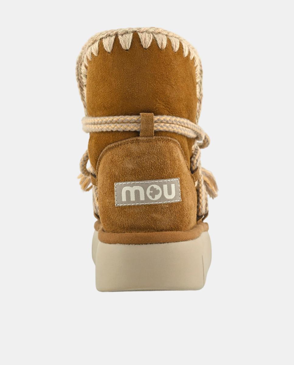 Botas em Pele de Ovelha com Dupla Face e Atacadores Scoubidou Castanho caramelo-4