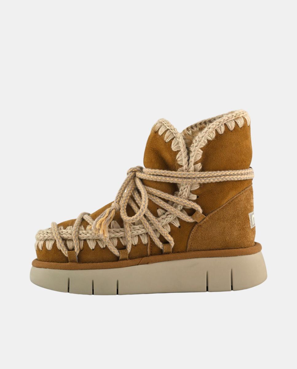 Botas em Pele de Ovelha com Dupla Face e Atacadores Scoubidou Castanho caramelo-5