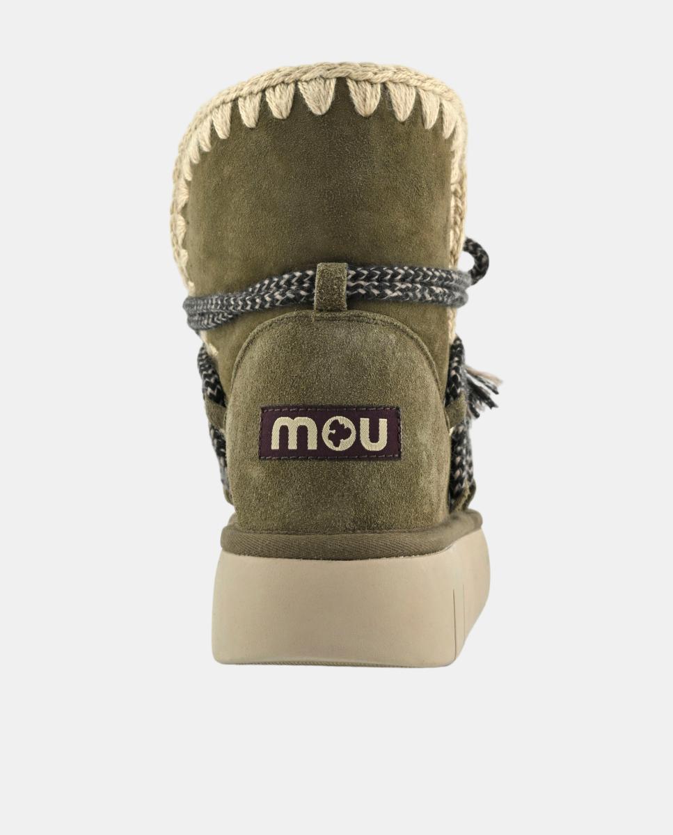 Botas em Pele de Ovelha com Dupla Face e Atacadores Scoubidou Verde-escuro-4