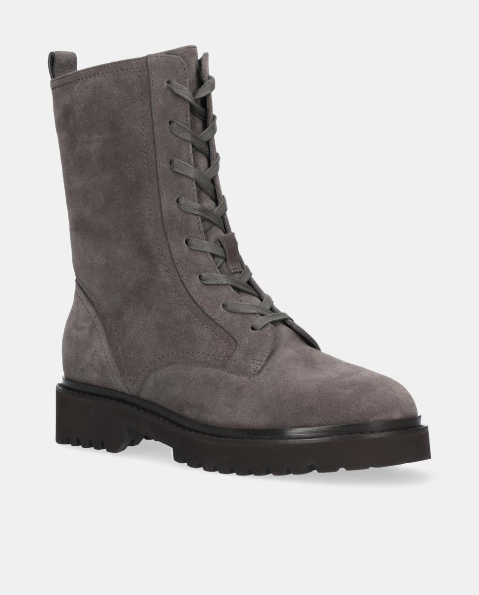 Botins Biker em Croute com Atacadores Cinzento-2