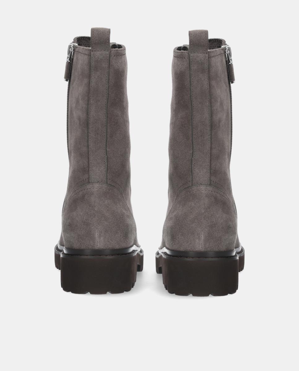 Botins Biker em Croute com Atacadores Cinzento-4