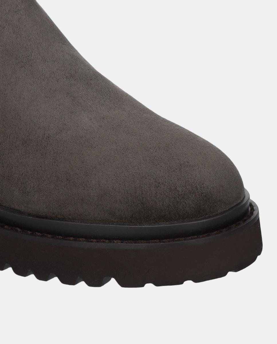 Botins Biker de Camurça com Fecho de Correr Traseiro Cinzento-3