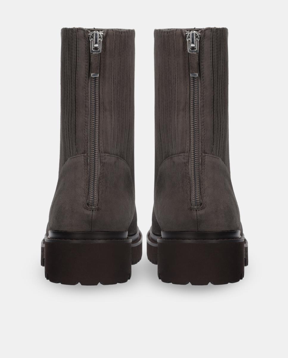 Botins Biker de Camurça com Fecho de Correr Traseiro Cinzento-4