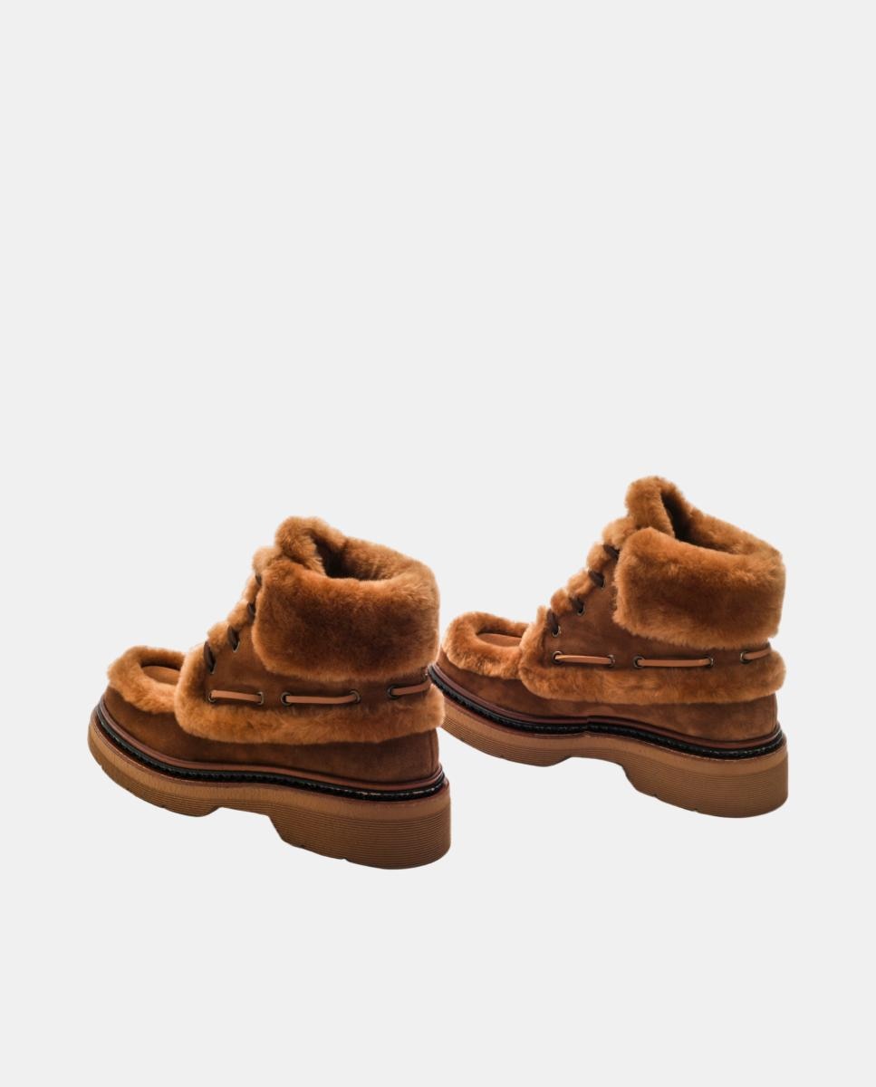 Botins Yanny em Pele e Mouton Castanho-claro-3