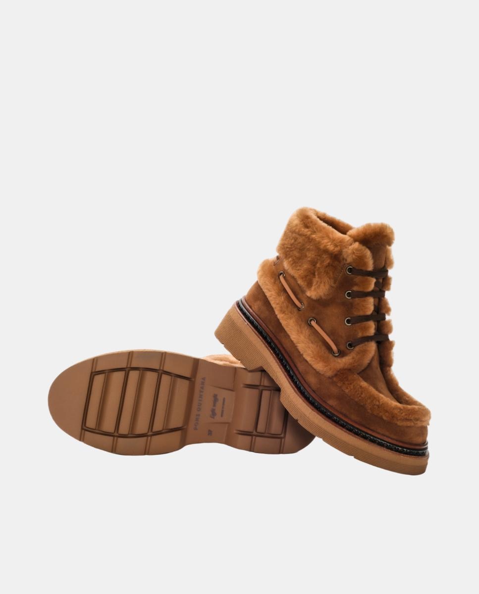 Botins Yanny em Pele e Mouton Castanho-claro-4
