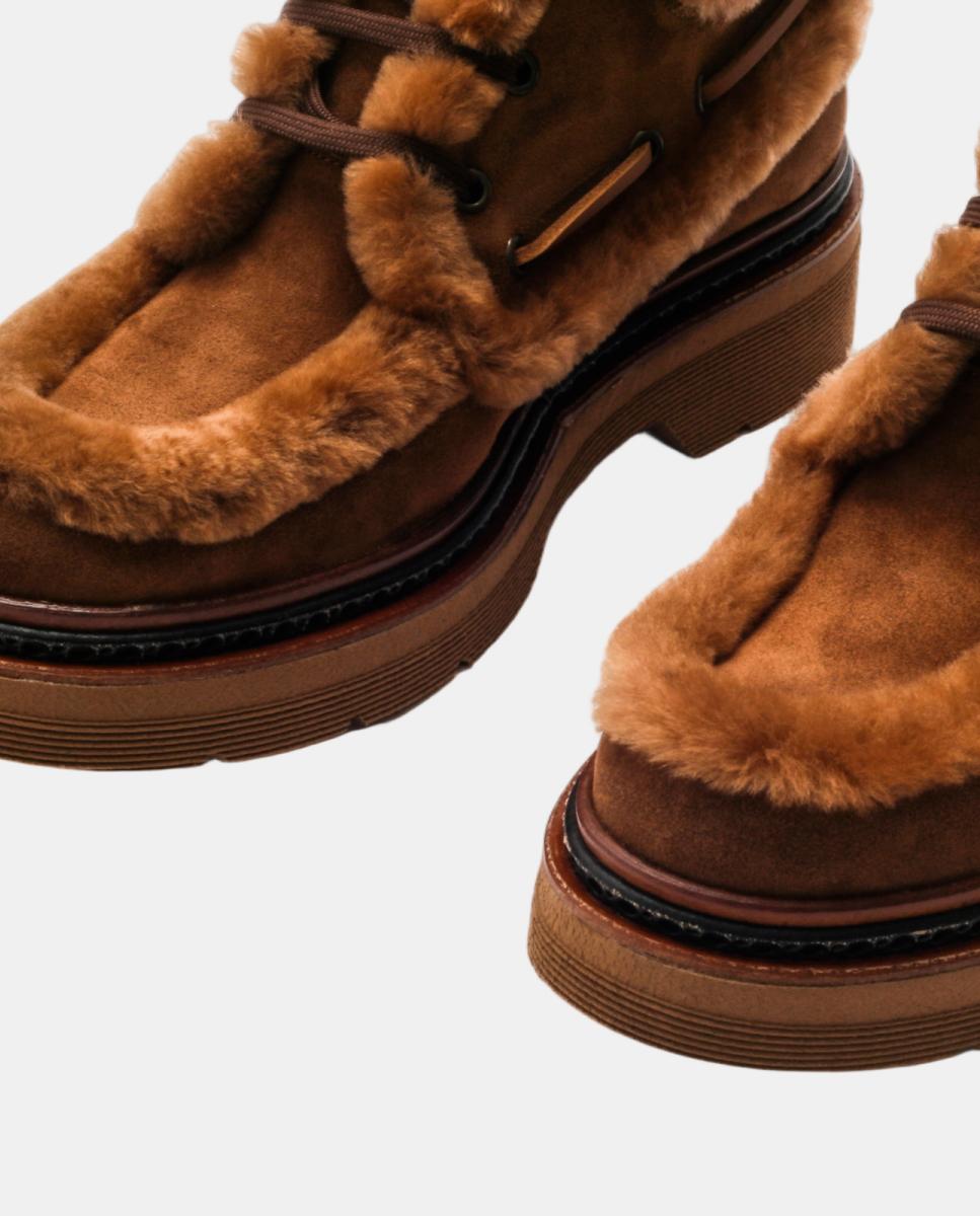 Botins Yanny em Pele e Mouton Castanho-claro-5