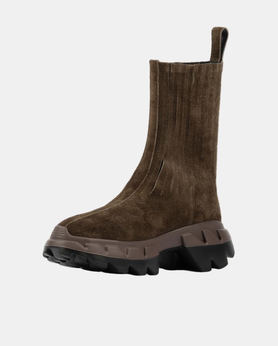 Botins Chelsea de Camurça com Sola de Borracha Castanho-escuro-4