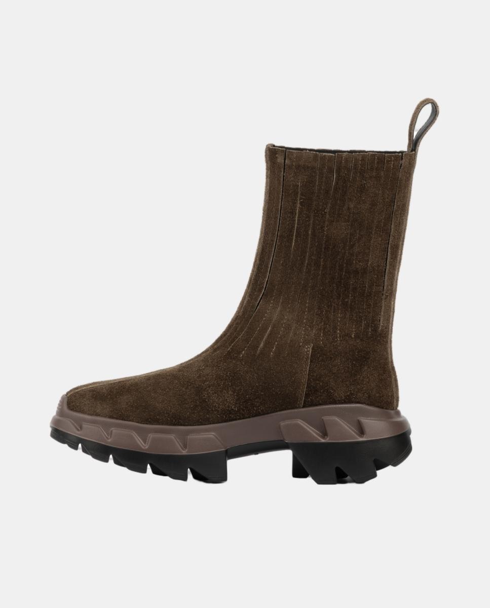 Botins Chelsea de Camurça com Sola de Borracha Castanho-escuro-5
