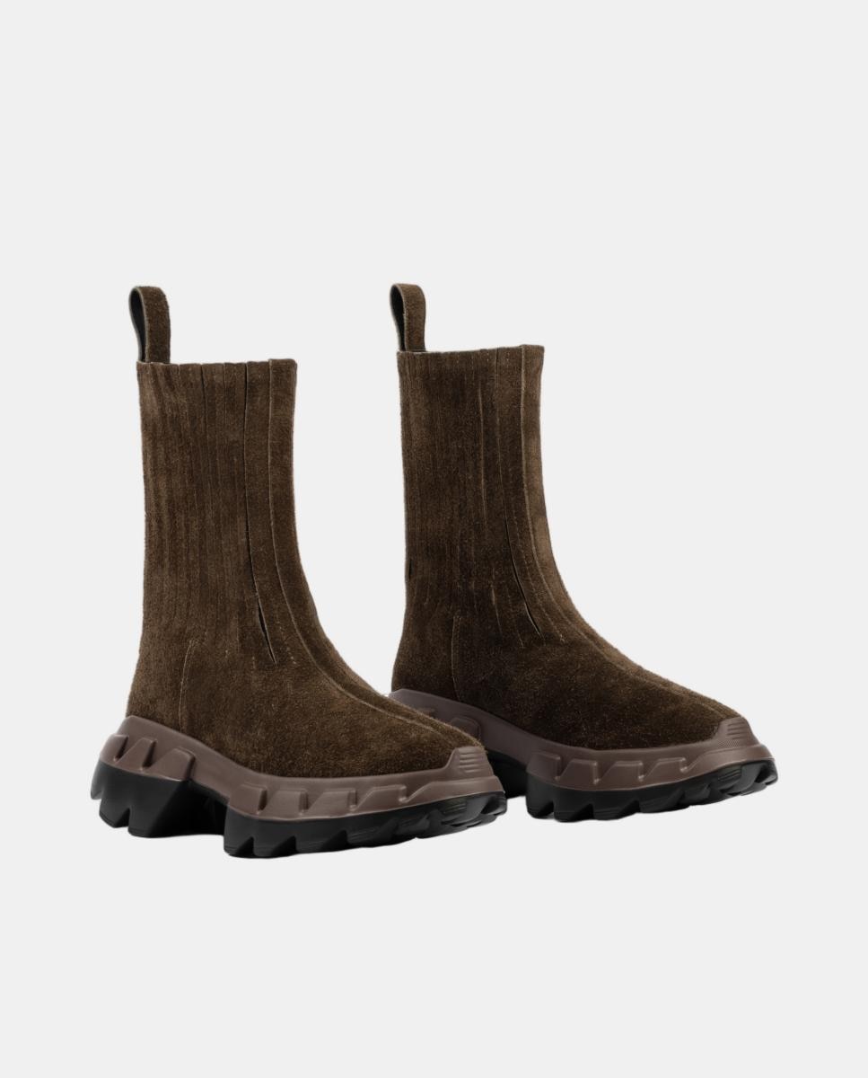 Botins Chelsea de Camurça com Sola de Borracha Castanho-escuro-6