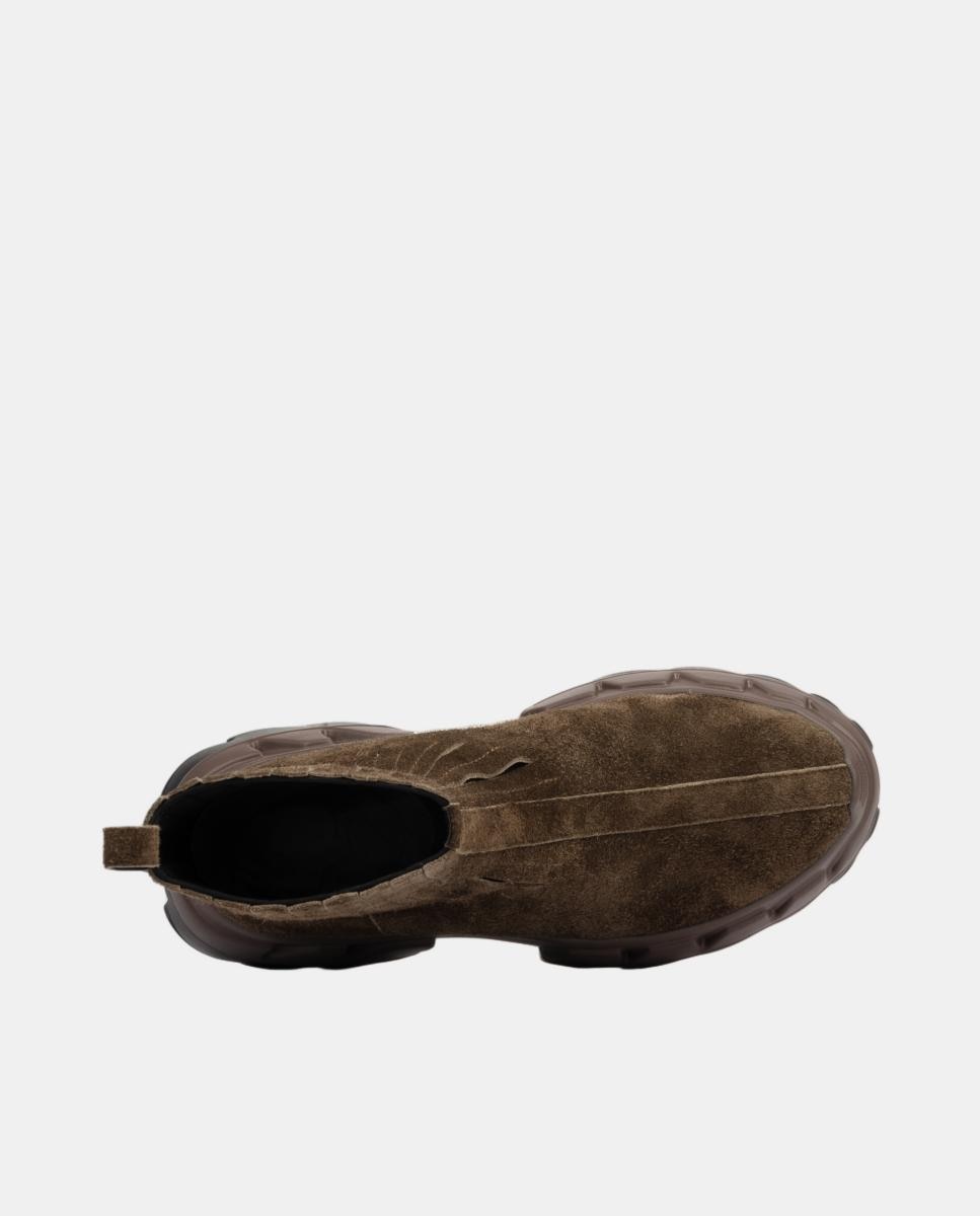 Botins Chelsea de Camurça com Sola de Borracha Castanho-escuro-7