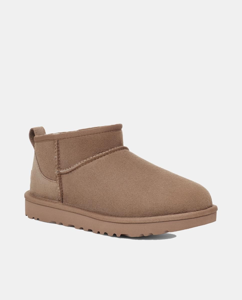Botins Rasos Clássicos Forrados em Pelo Ultra Mini Pedra Natural-5