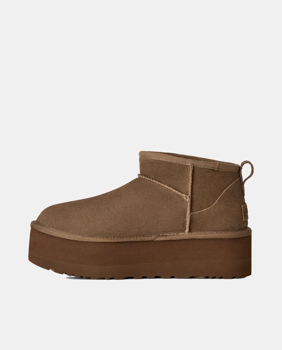 Botins Rasos Clássicos Forrados em Pelo Ultra Mini Platform Castanho taupe-2