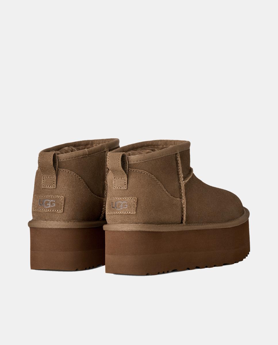 Botins Rasos Clássicos Forrados em Pelo Ultra Mini Platform Castanho taupe-5